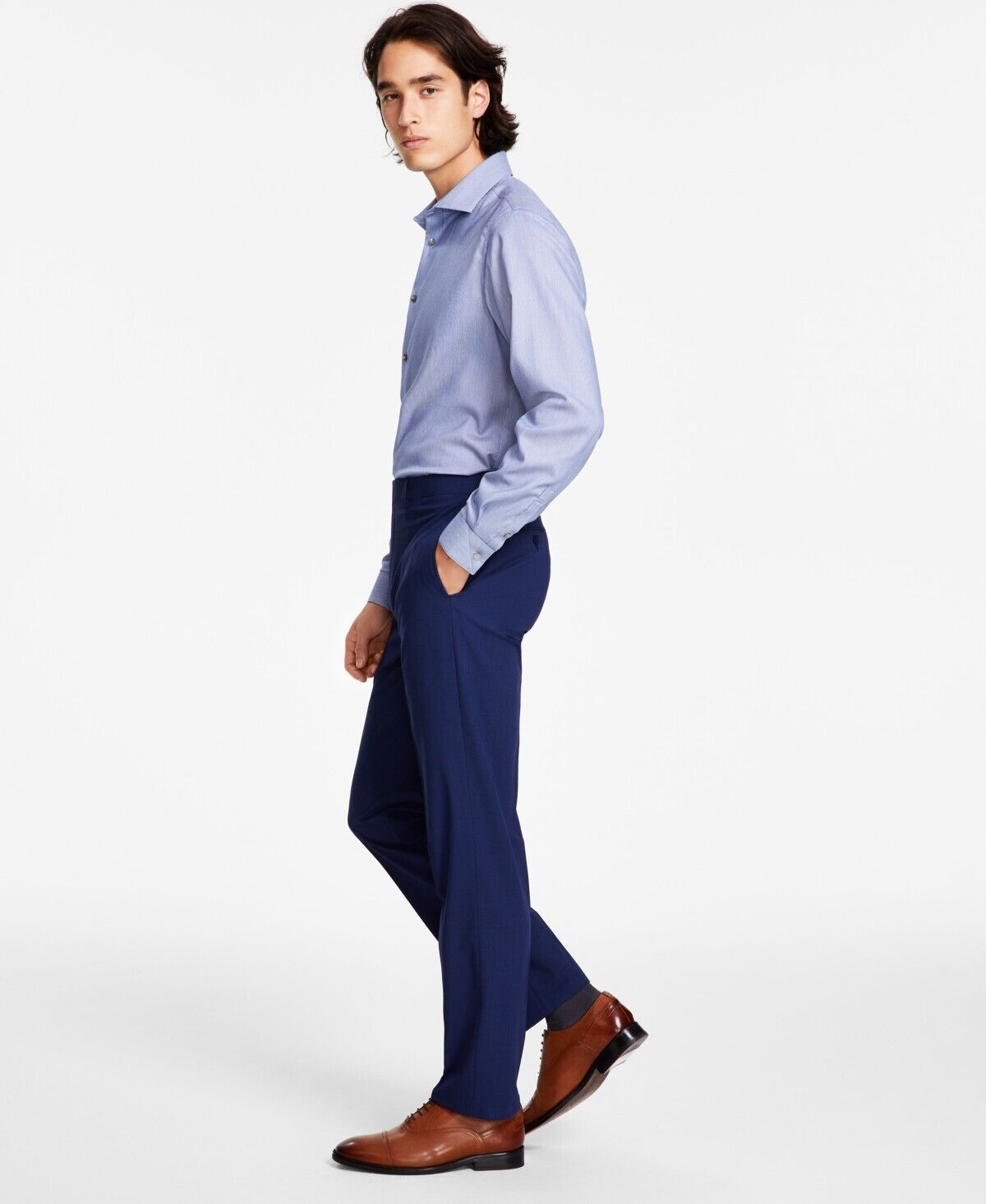 Calvin Klein Men's Slim-Fit Performance Dress Pants, Blue, 36x30