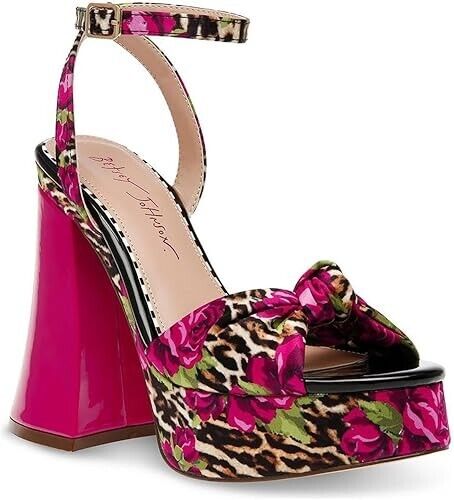 Betsey Johnson Women's Brylie Heeled Sandals,  Leopard Floral, 7.5M