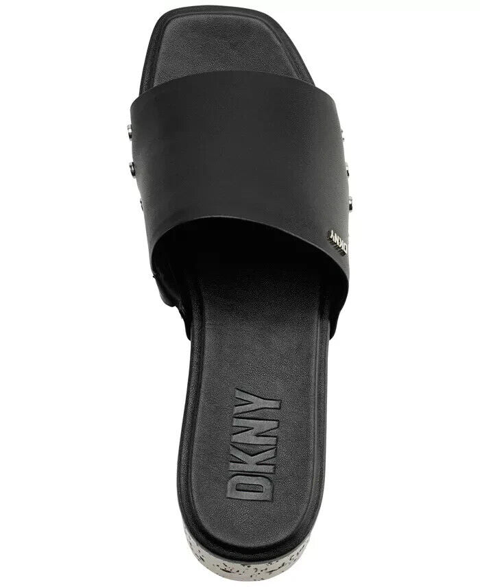 DKNY Alvy Studded Platform Wedge Slide Sandals, Black, 6M