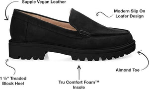 Journee Collection Women's Tru Comfort Foam Erika Flat Loafer, Black, 7.5W