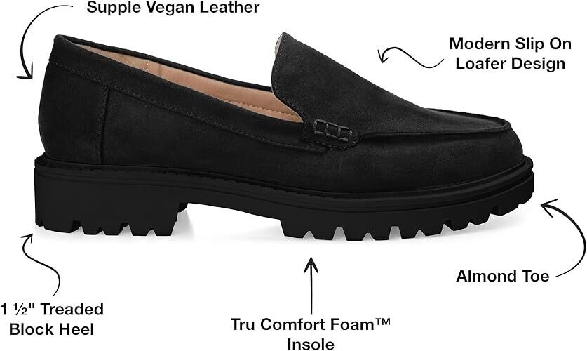 Journee Collection Women's Tru Comfort Foam Erika Flat Loafer, Black, 7.5W