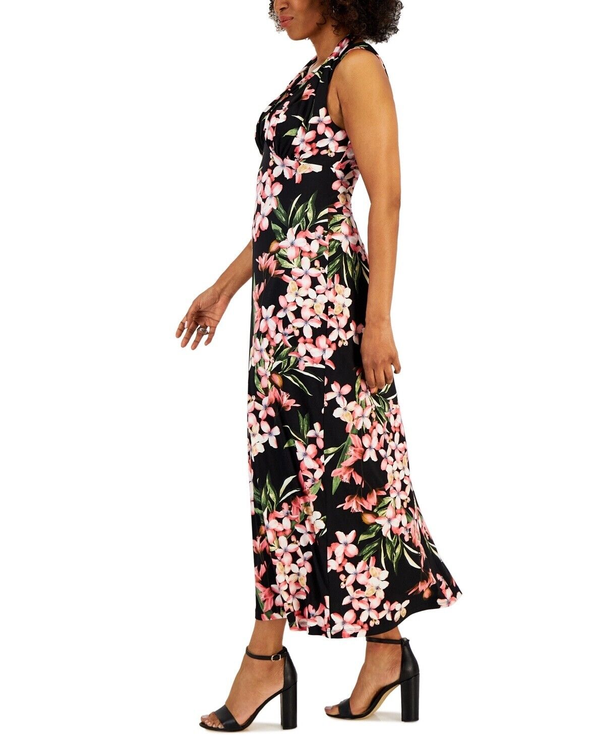 Connected Petite Floral-Print Halter Maxi Dress, Watermelon, Size 10P