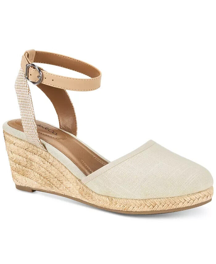 Style & Co Women's Mailena Wedge Pump Espadrille Sandals, Canvas, 8.5W