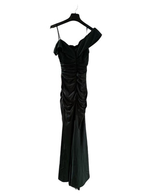 B Darlin Juniors' Ruched Off-the-Shoulder Gown, Hunter/Dark Green, Size M