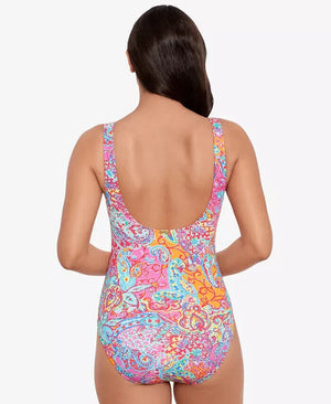 Lauren Ralph Lauren Surplice Printed One-Piece Swimsuit , Amara Patchwork, 10