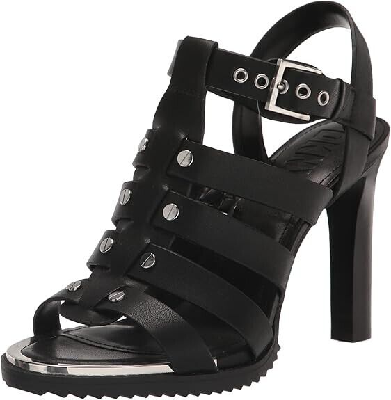 DKNY Women's Bria Strappy Slingback Heeled Sandals, Black, 10M