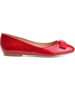 Journee Collection Women's Kim Ballet Faux Leather Flats, Red, 9M