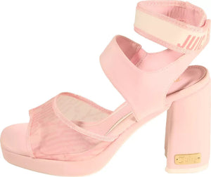 Juicy Couture  Women's Graciela Strappy Heels Sandals, Pink Mesh Neoprene, 7.5M