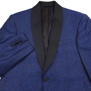 Ted Baker Paisley Jacquard Satin Shawl Dinner Jacket, Blue, 40S