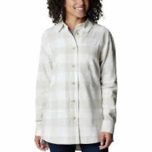 Columbia Women's Holly Hideaway Cotton Flannel Shirt, Sea Salt Buffalo, XXL