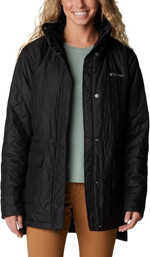 Columbia Women's Copper Crest Novelty Quilted Puffer Coat, Black, XL