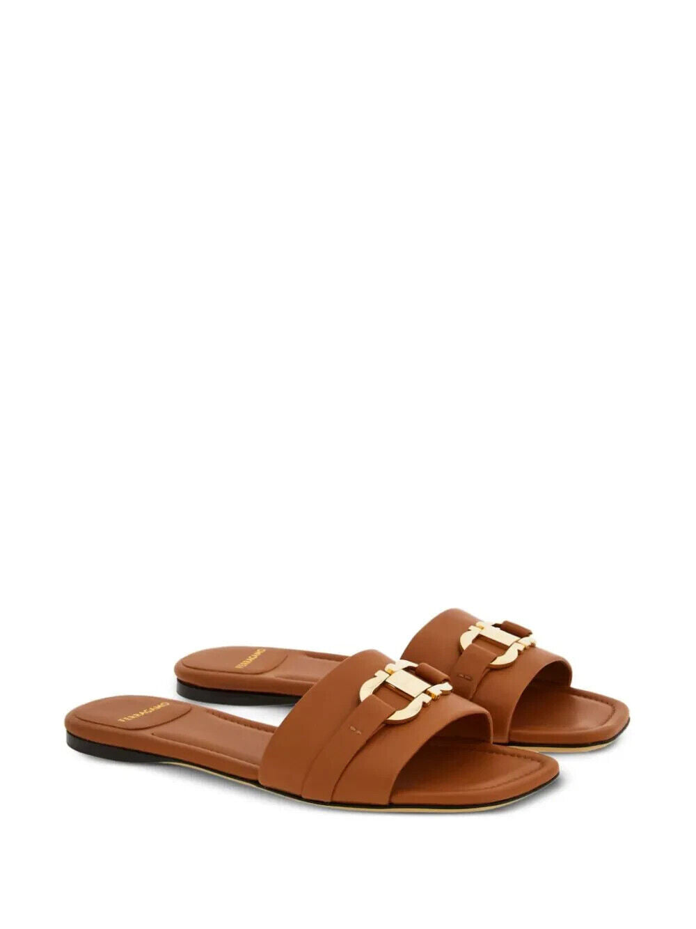 Ferragamo Women's Priscilla Leather Slide Sandals, New Vicuna, Size 9