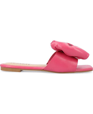 Journee Collection Women's Fayre Oversized Bow Slip On Flat Sandals, Pink, 8M