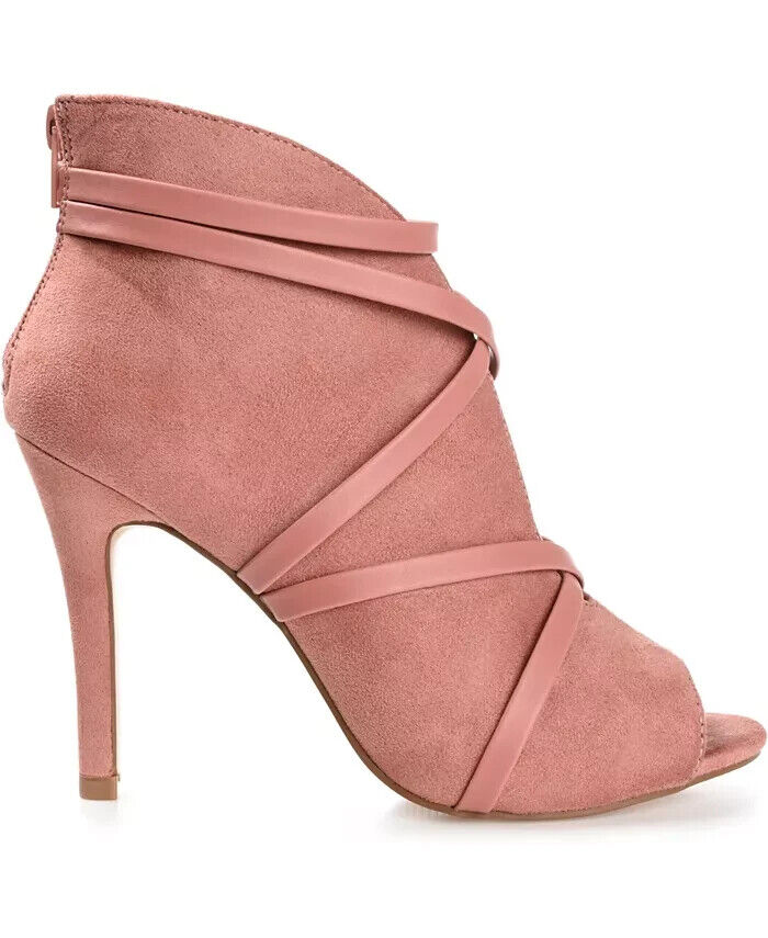 Journee Collection Women's Samara Peep Toe Stiletto Dress Booties, Pink, 7M