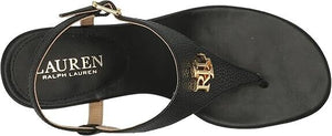 Lauren Ralph Lauren Women's Westcott II Tumbled Leather Sandals, Black, 9M