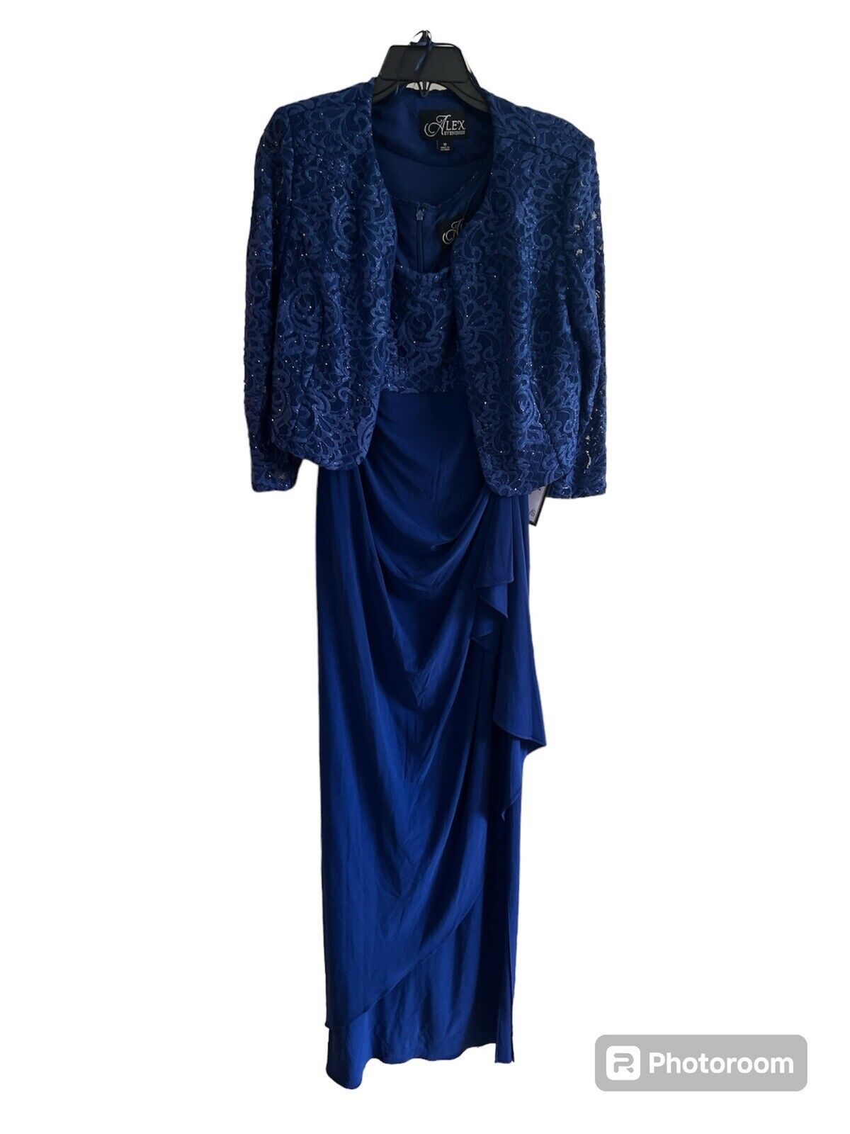 Alex Evenings Embellished Gown and Jacket Royal, Blue, Size 12