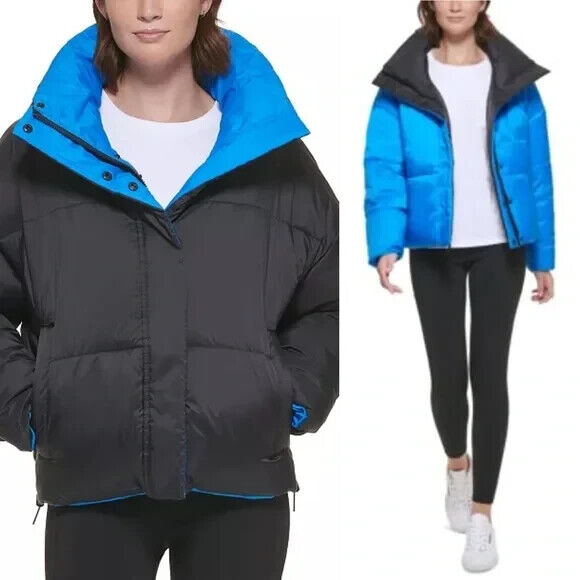 Calvin Klein Performance Reversible Oversized Zip-up Puffer Jacket Black/Blue, L