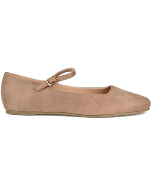 Journee Collection Women's Carrie Mary Jane Flats, Beige, 9M