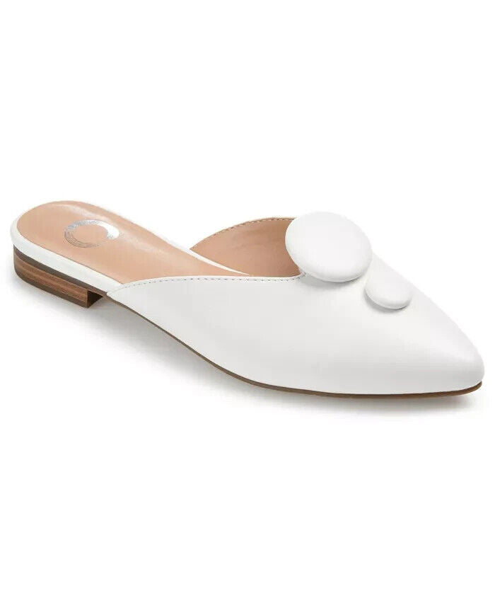 Journee Collection Women's Mallorie Button Mules , White,  10M