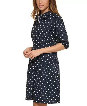 Tommy Hilfiger Women's Cotton Polka Dot Ballo, Sky Captain/Bright White, Size 8