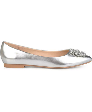 Journee Collection Women's Renzo Jeweled Flats, Silver, 6M