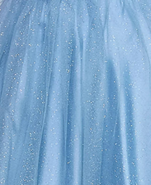 Bcx Juniors' Off-the-Shoulder Glitter Tulle Corset Gown, Light Blue, Size 3