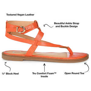 Journee Collection Women's Tangie Ankle Strap Flat Sandals, Orange, 12M