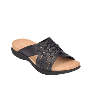 Easy Spirit Women's Meadow Sandals, Black Leather, 7M