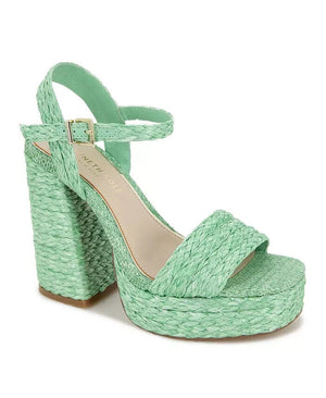 Kenneth Cole Women's Dolly Ankle Strap Espadrille Platform Sandals, Green, 8.5M