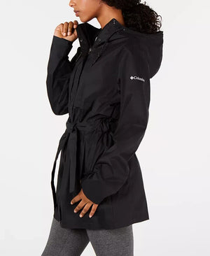 Columbia Women's Pardon My Trench Water-Resistant Rain Jacket, Black, L