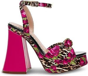 Betsey Johnson Women's Brylie Heeled Sandals,  Leopard Floral, 5M