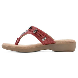 Cliffs by White Mountain Women's Black Woven Thong Wedge Sandals, Red, 8M