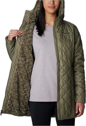 Columbia Women's Copper Crest Hooded Fleece-Lined Mid-Length Coat, Stone Green,S