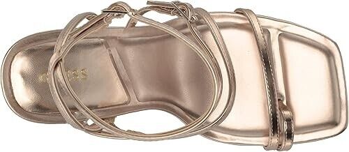 GUESS Women's Bolten Strappy Single Sole Square Toe Sandals, Gold, 10M