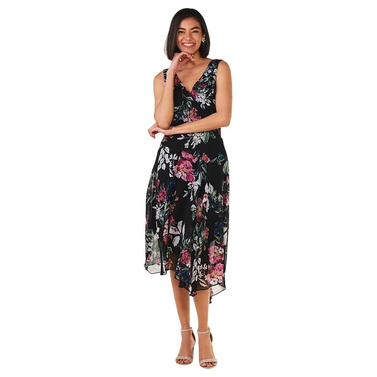 Connected Plus Size Floral-Print Sleeveless, Black, Size 16W