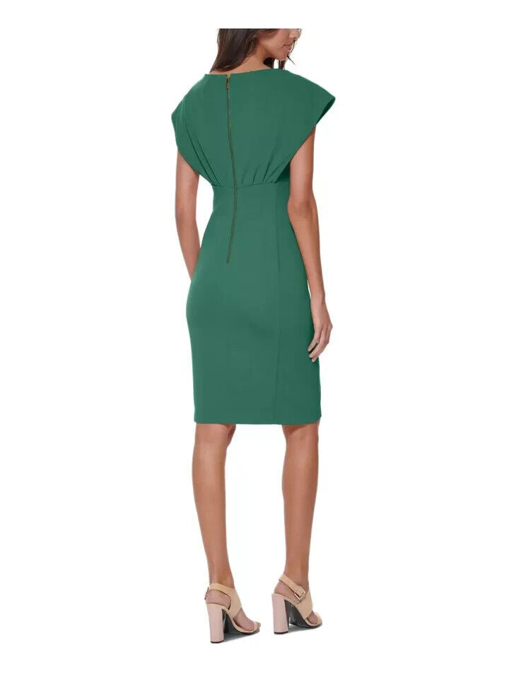 Calvin Klein Petite Scuba-Crepe Boat-Neck Sheath Dress, Meadow, Sizes 2P