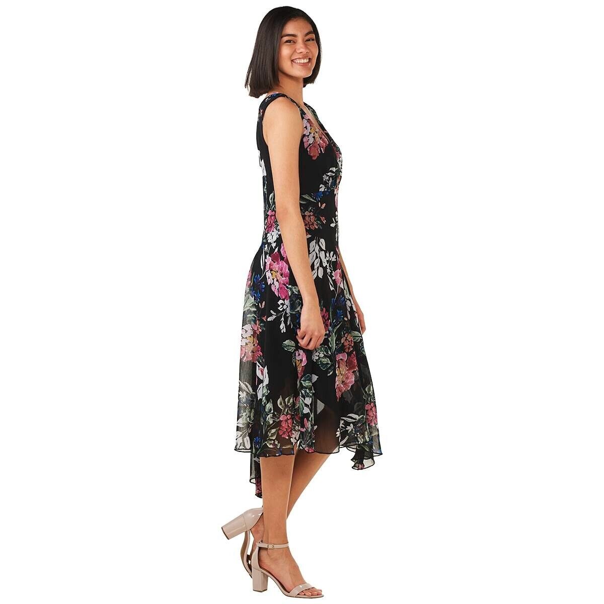 Connected Plus Size Floral-Print Sleeveless, Black, Size 16W