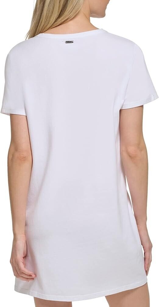 Calvin Klein Woman's Logo T-Shirt Dress Swim Cover-up, Soft White, XL