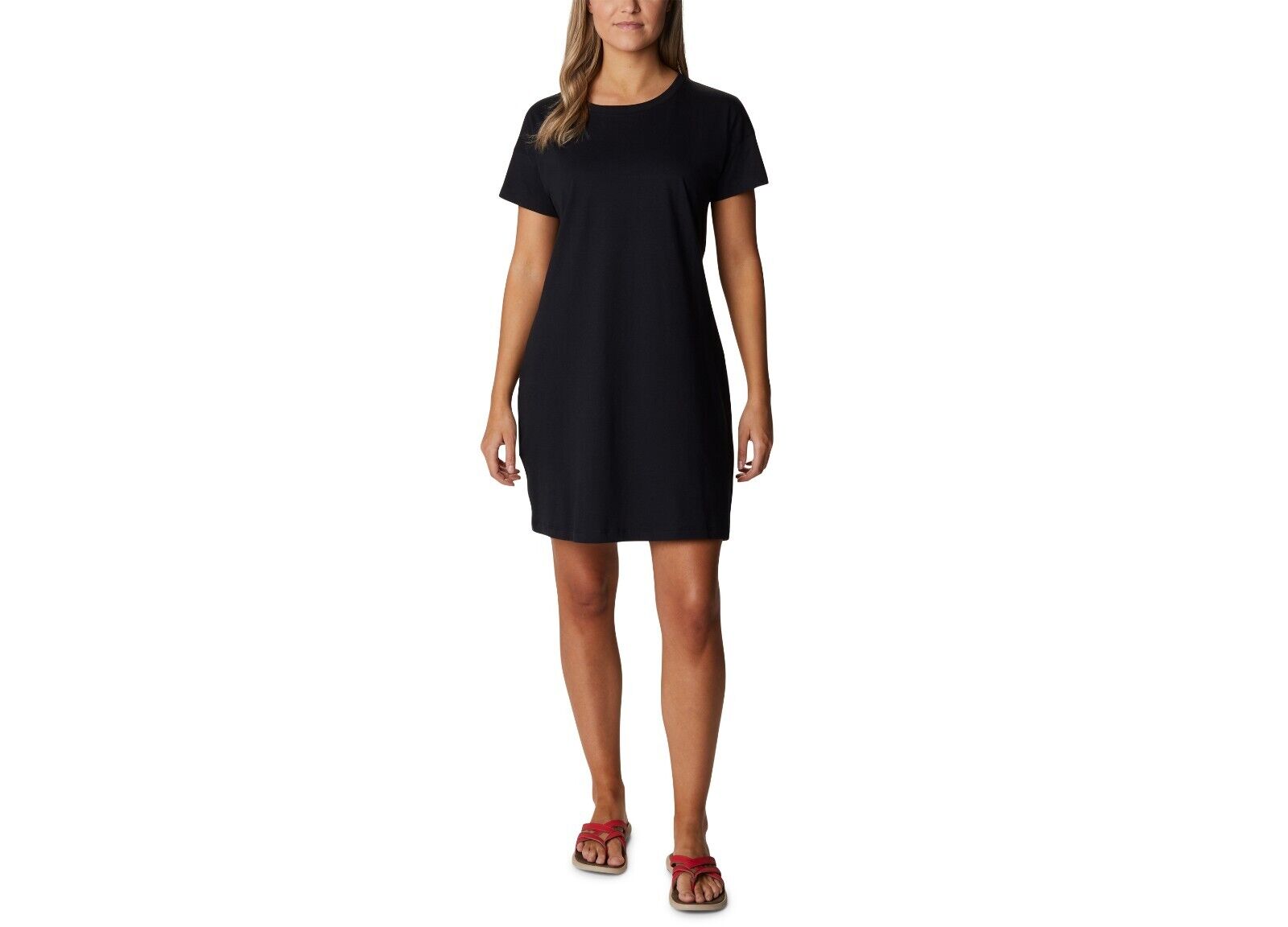 Columbia Park Cotton T-Shirt Dress, Black/White, XS