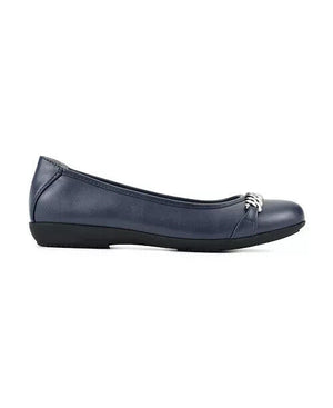 Cliffs by White Mountain Women's Charmed Ballet Flats, Navy Smooth, 7.5M