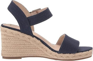 LifeStride  Women's Tango Wedge Espadrilles Sandals, Navy Canvas, 10M