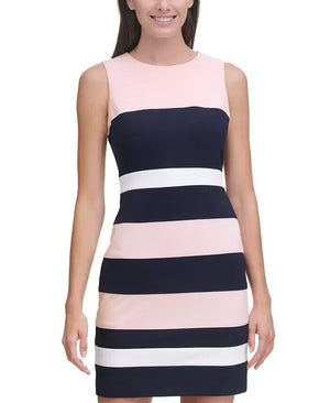 Tommy Hilfiger Women's Colorblock Shea Dress, Ballerina Pink/Navy/Ivory Size 12