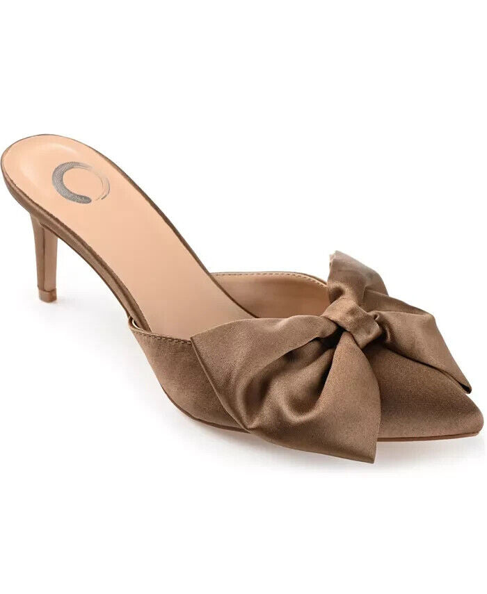 Journee Collection Women's Tiarra Bow Pump Heels, Brown, 9M