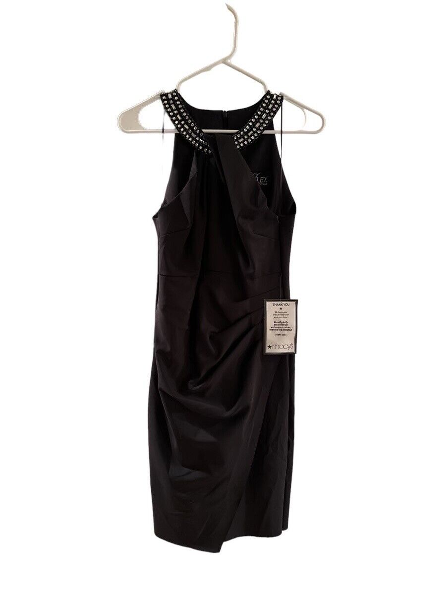 Alex Evenings Embellished-Neck Sheath Dress, Charcoal, Size 14