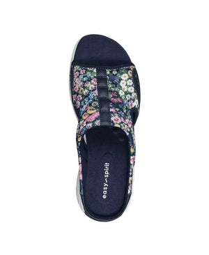 Easy Spirit Women's Traciee Casual Flat Sandals, Dark Blue Floral, 6.5N