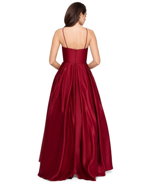 Betsy Adam Petite Satin Ball Gown, Red, Size 12P