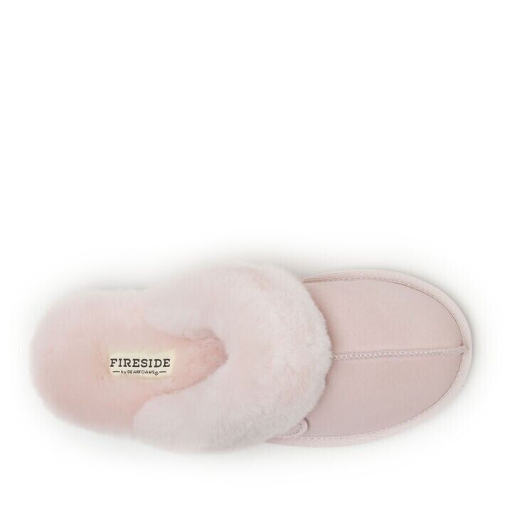 Fireside By Dearfoams Women's Sydney Geniune Shearling Scuff Slipper, Pink, 7M