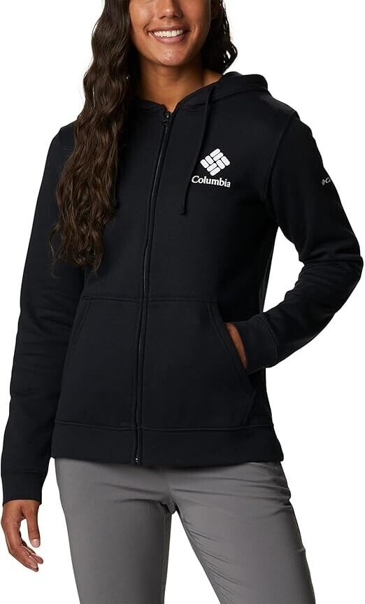 Columbia Women's Trek Graphic-Logo Full Zip Hoodie, Black Gem, XXL