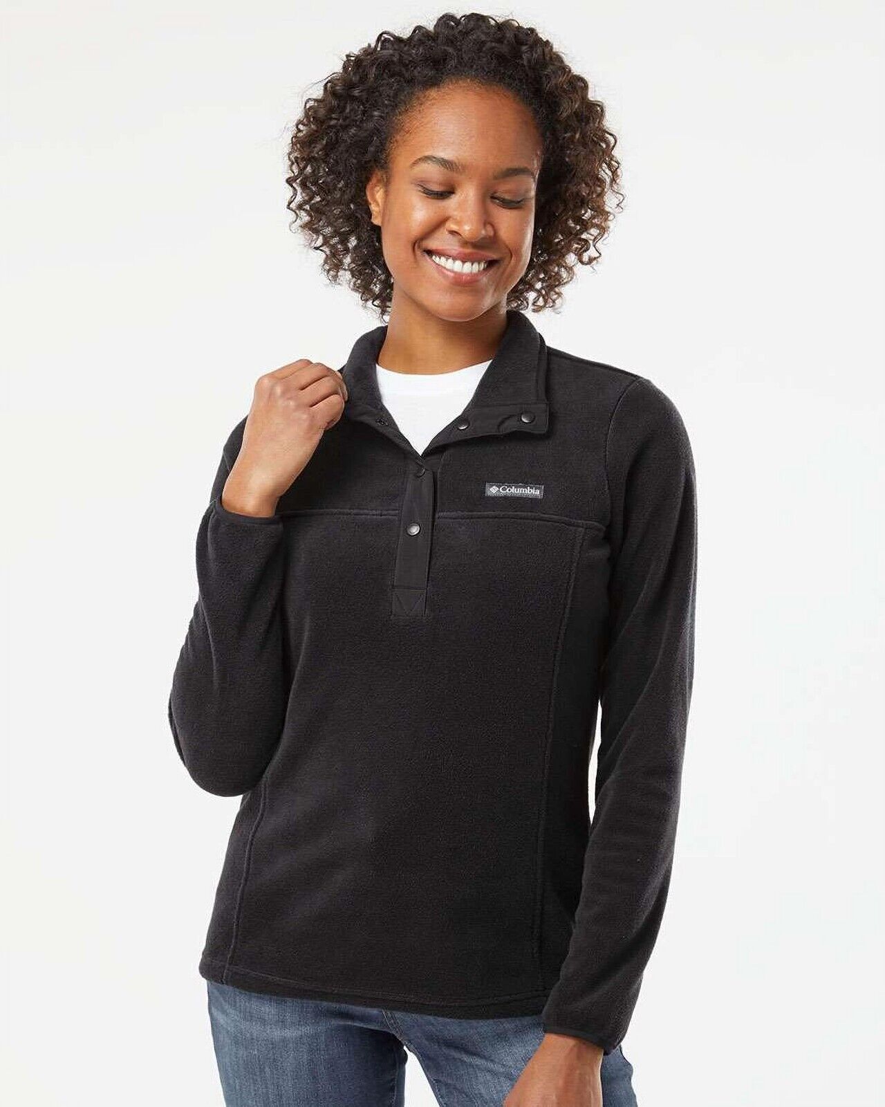 Columbia Women's Benton Springs Half-Snap Pullover Top, Black, Medium