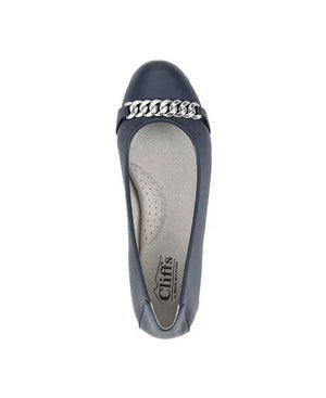 Cliffs by White Mountain Women's Charmed Ballet Flats, Navy Smooth, 7.5M